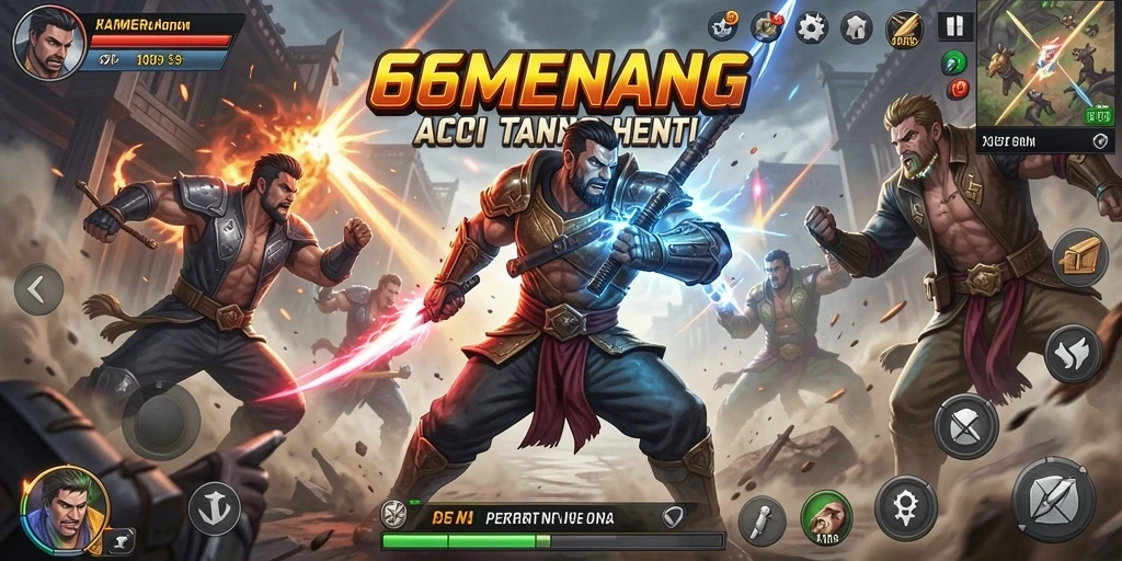 Screenshot gameplay 66MENANG dengan aksi pertarungan yang seru.