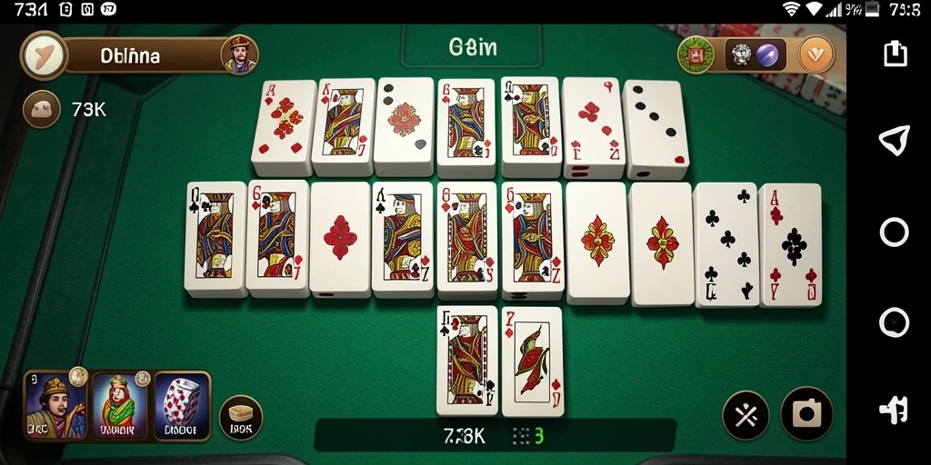 Tampilan gameplay seru dalam 73K yang penuh strategi domino.