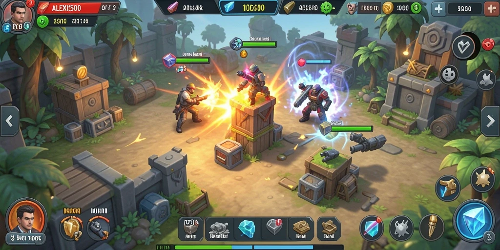 Tampilan gameplay strategis ALEXIS500 dalam Tower Defense.