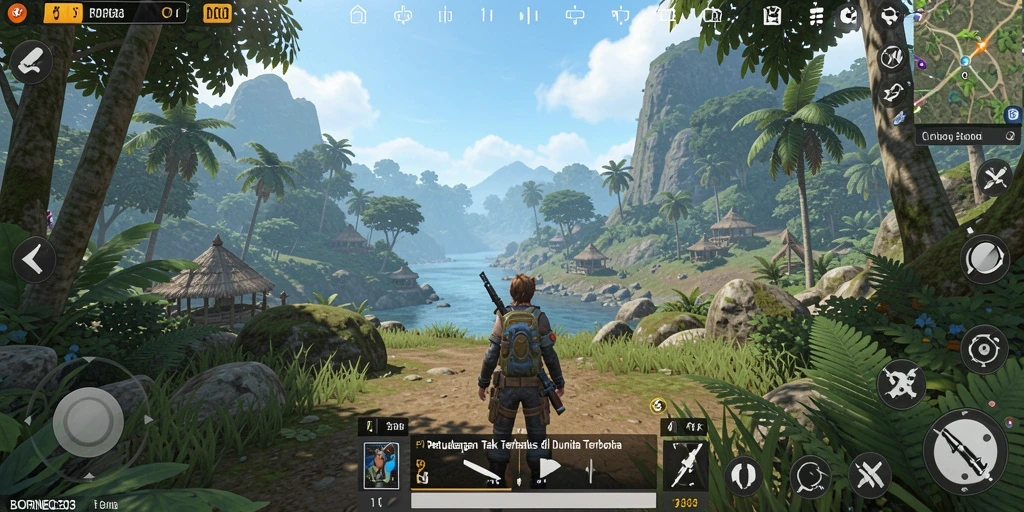 Screenshot gameplay menampilkan karakter menjelajahi dunia terbuka.