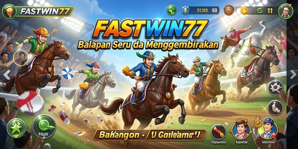 Screenshot gameplay FASTWIN77 menunjukkan aksi balapan yang mendebarkan.
