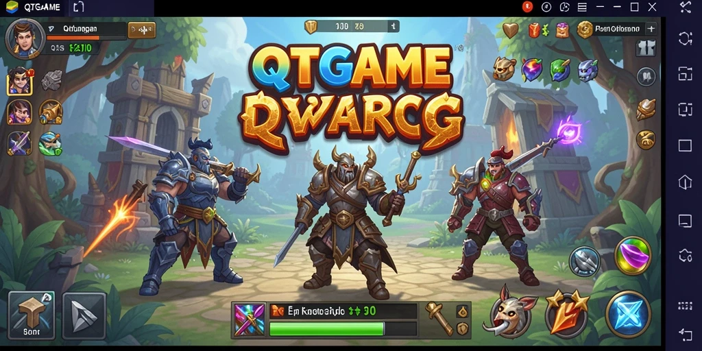 Screenshot utama QTGAME menunjukkan aksi pertarungan epik dalam permainan RPG.